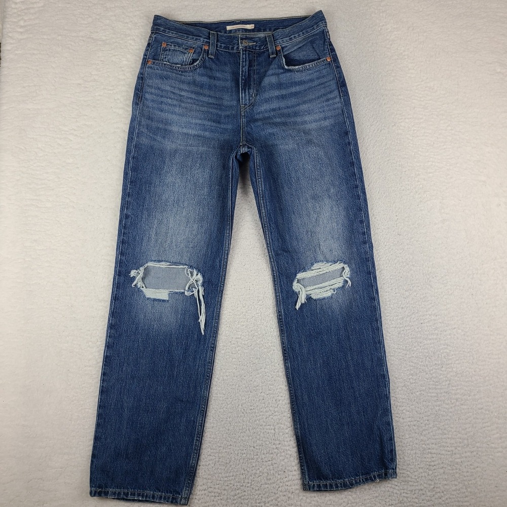 Levi's Jeans Womens 29x31 Blue Low Pro Straight Distress Medium Wash Denim